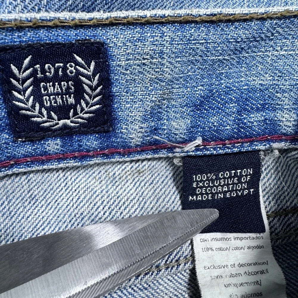 Chaps Denim Mens Straight Fit Light Wash‎ Blue Cotton Jeans 36x30